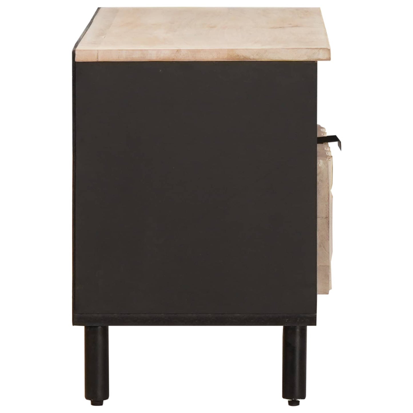 vidaXL TV Cabinet White Wash Finish 80 x 33 x 46 cm Solid Mango Wood 4