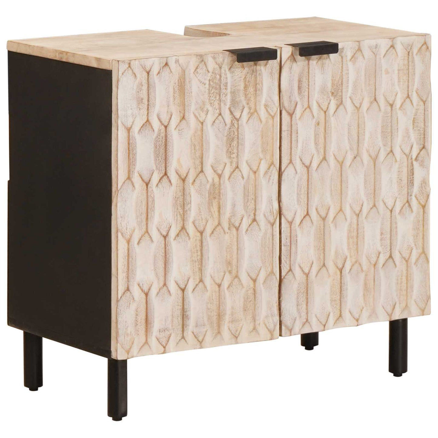 vidaXL Bathroom Sink Cabinet White 62 x 33 x 58 cm Solid Mango Wood 1