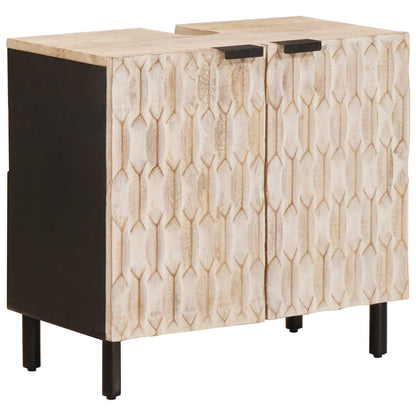 vidaXL Bathroom Sink Cabinet White 62 x 33 x 58 cm Solid Mango Wood 1