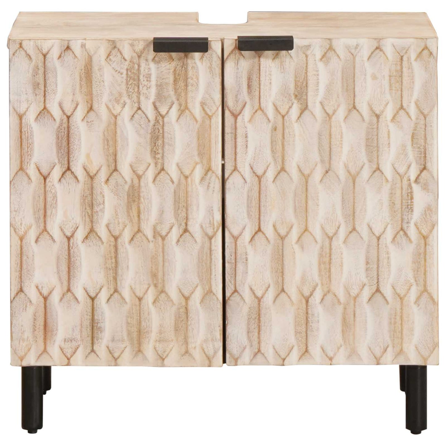 vidaXL Bathroom Sink Cabinet White 62 x 33 x 58 cm Solid Mango Wood 3