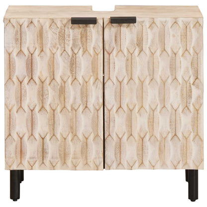 vidaXL Bathroom Sink Cabinet White 62 x 33 x 58 cm Solid Mango Wood 3