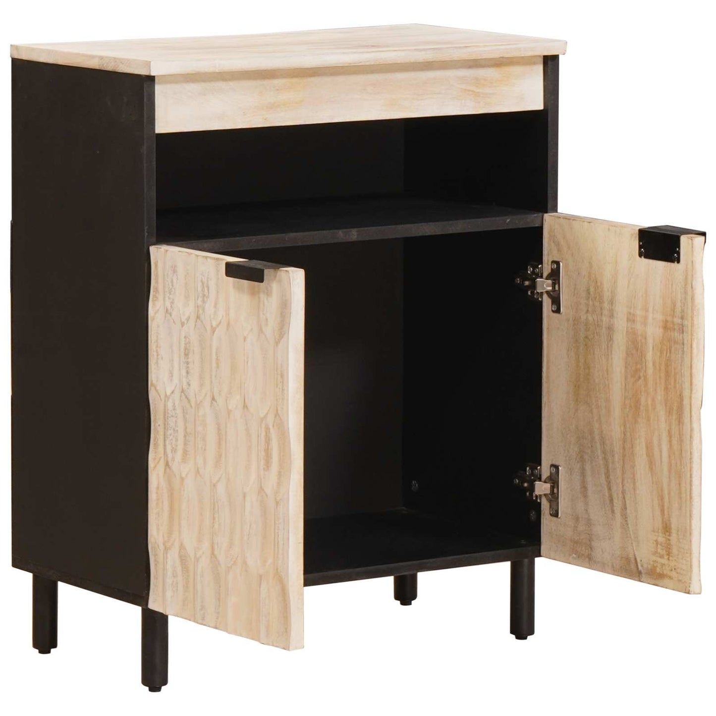 vidaXL Sideboard White Wash Finish 60 x 33 x 75 cm Solid Mango Wood 2