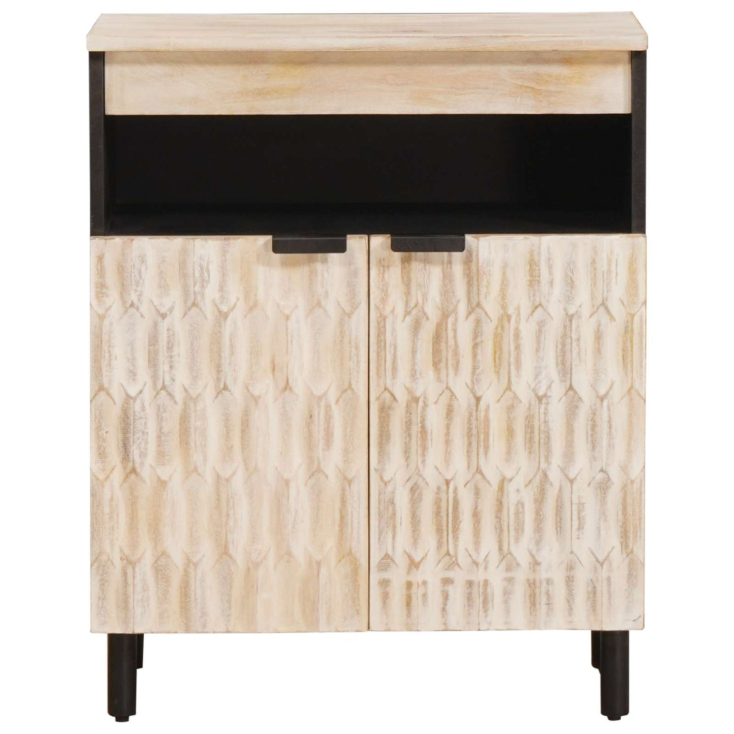vidaXL Sideboard White Wash Finish 60 x 33 x 75 cm Solid Mango Wood 3