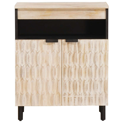 vidaXL Sideboard White Wash Finish 60 x 33 x 75 cm Solid Mango Wood 3