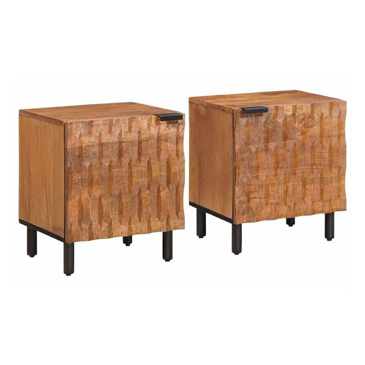 Bedside Cabinet White 40 x 33 x 46 cm Solid Mango Wood Acacia brown finish