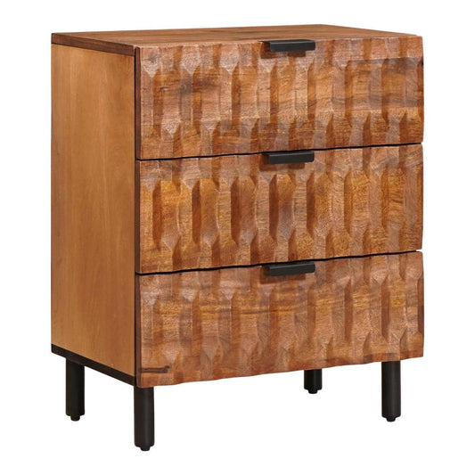 Bedside Cabinet White 50 x 33 x 62 cm Solid Mango Wood Acacia brown finish
