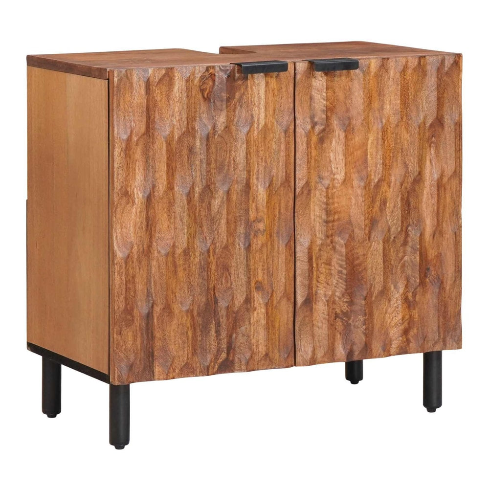 Bathroom Sink Cabinet White 62 x 33 x 58 cm Solid Mango Wood Acacia brown finish