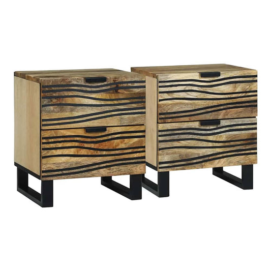 Bedside Cabinet 40 x 33 x 46 cm Engineered Wood Natural 2