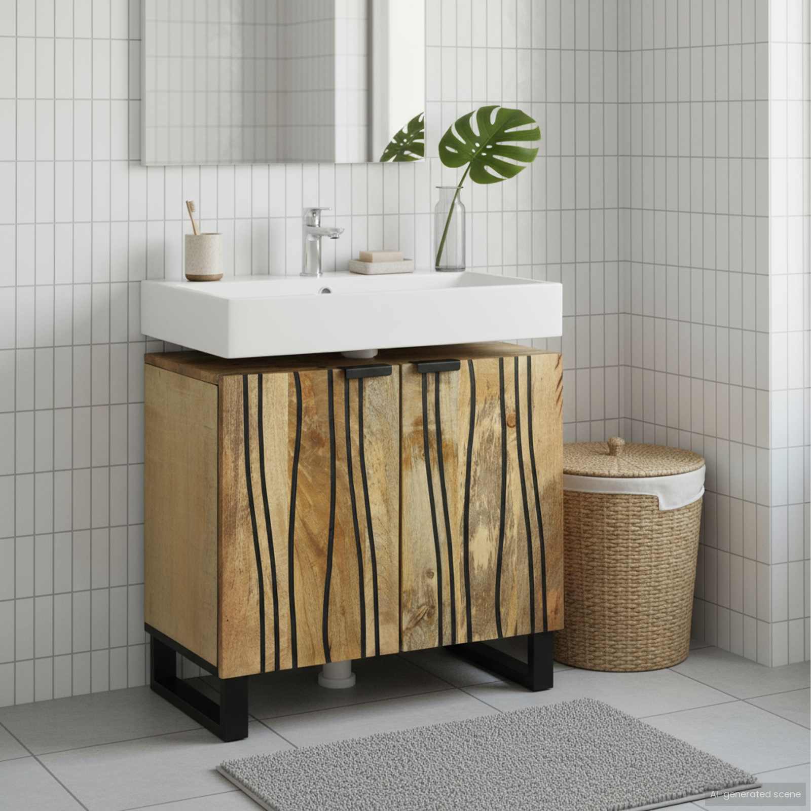 vidaXL Bathroom Sink Cabinet Brown 62 x 33 x 58 cm Engineered Wood 1