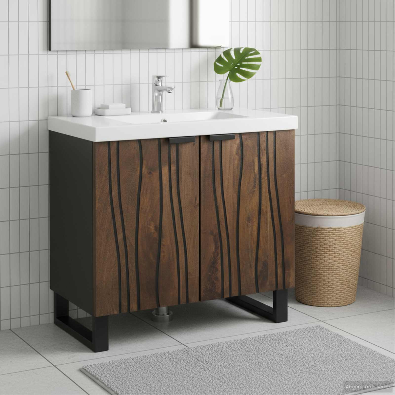vidaXL Bathroom Sink Cabinet Walnut 62 x 33 x 58 cm Engineered Wood 1