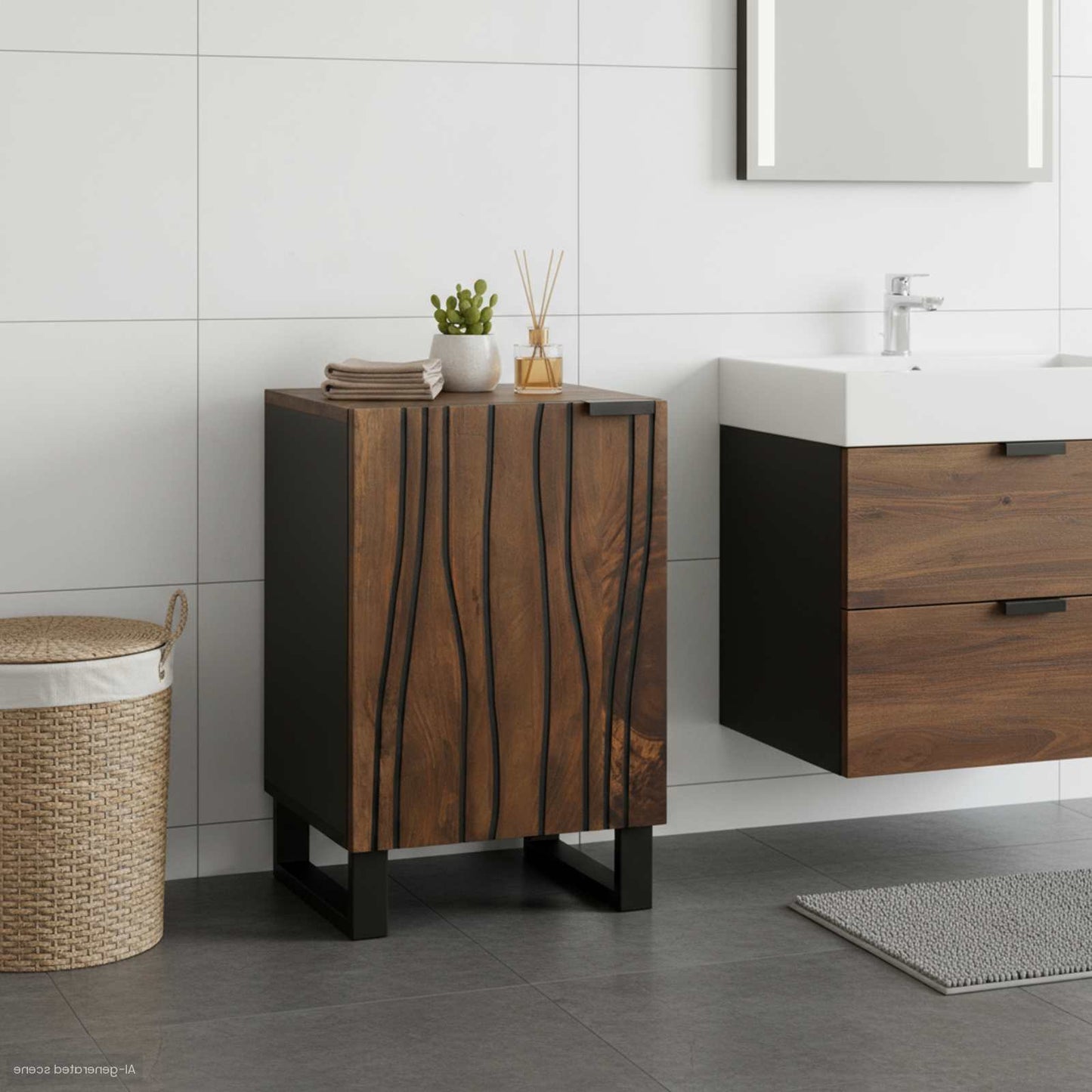 vidaXL Bathroom Sink Cabinet Walnut 38 x 33.5 x 58 cm Engineered Wood 1