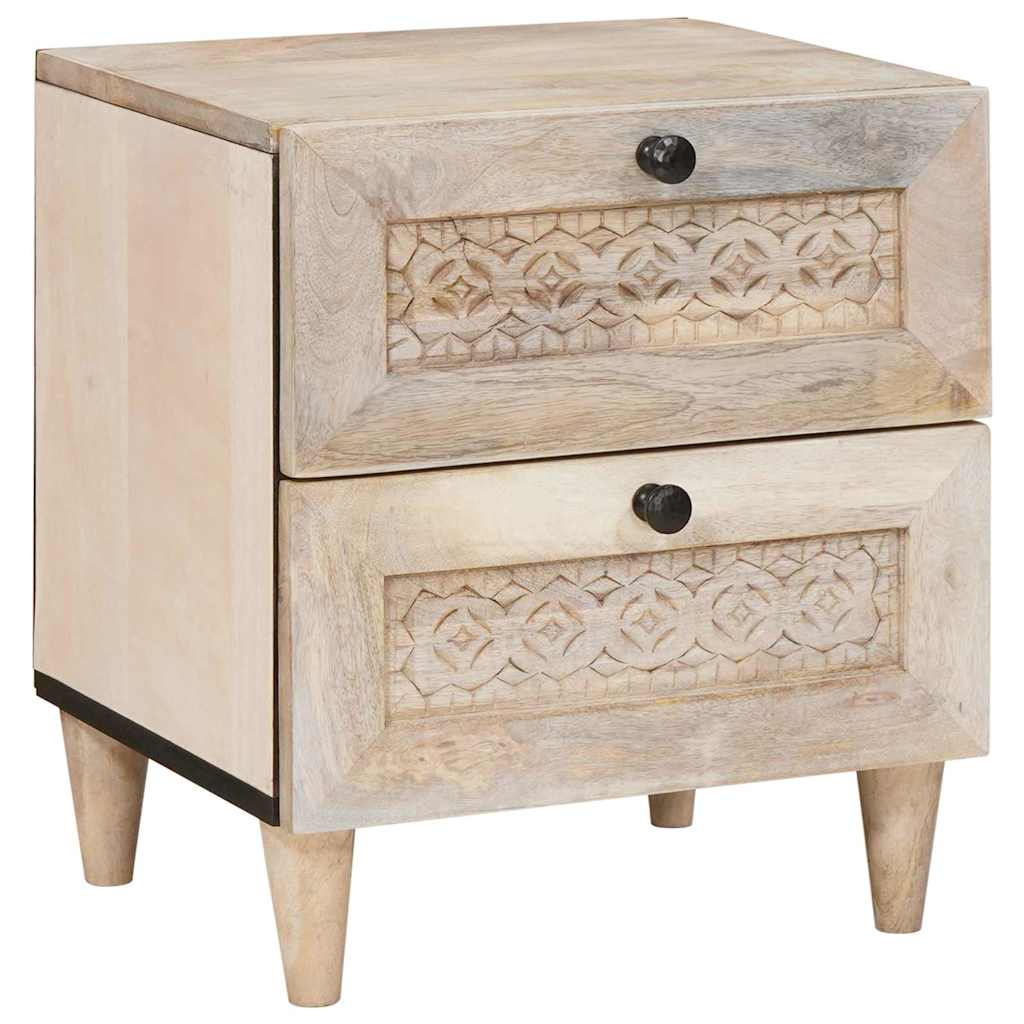Bedside Cabinet White 40 x 33 x 46 cm Engineered Wood White bleach finish