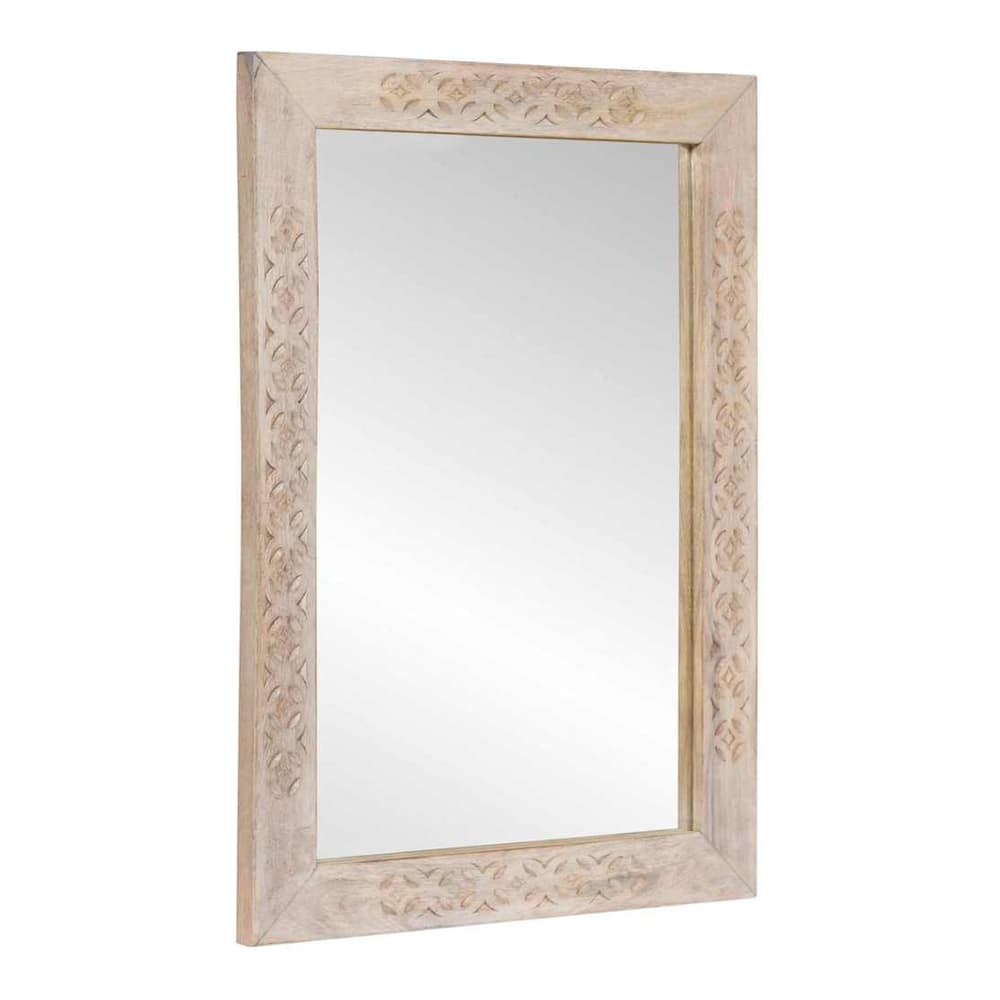 Wall Mirror 70 x 50 cm Engineered Wood and Glass Rectangular White (bleached finish)