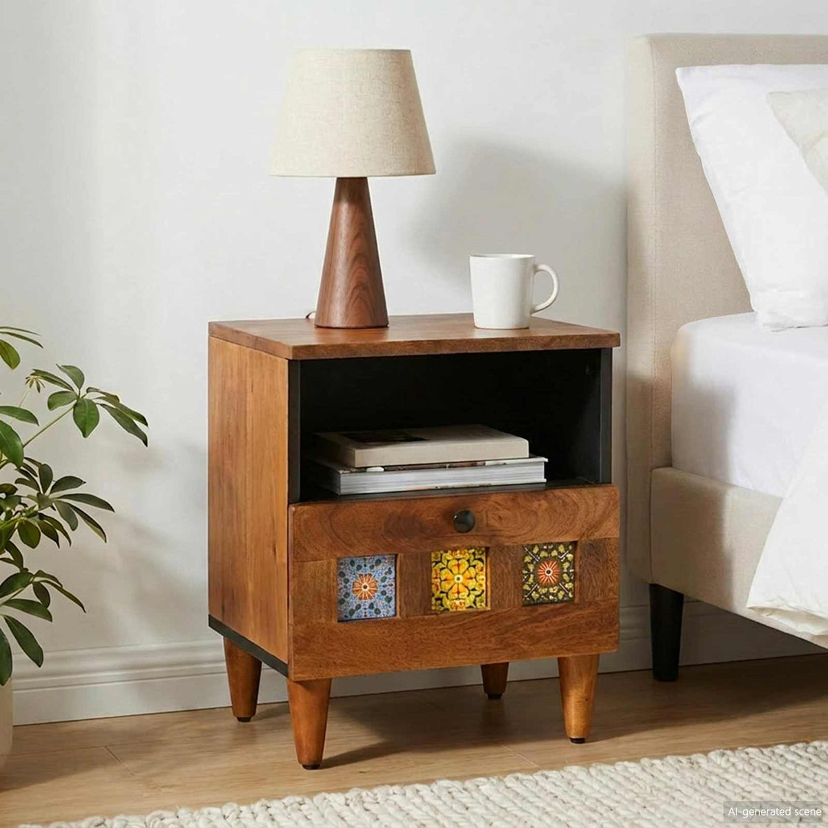 vidaXL Bedside Cabinet Brown 40 x 33 x 46 cm Solid Mango Wood 1