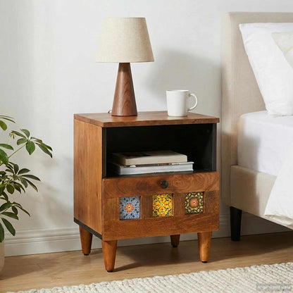 vidaXL Bedside Cabinet Brown 40 x 33 x 46 cm Solid Mango Wood 1