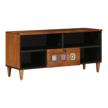 TV Cabinet with Shelf 100 x 33 x 46 cm Solid Mango Wood Walnut