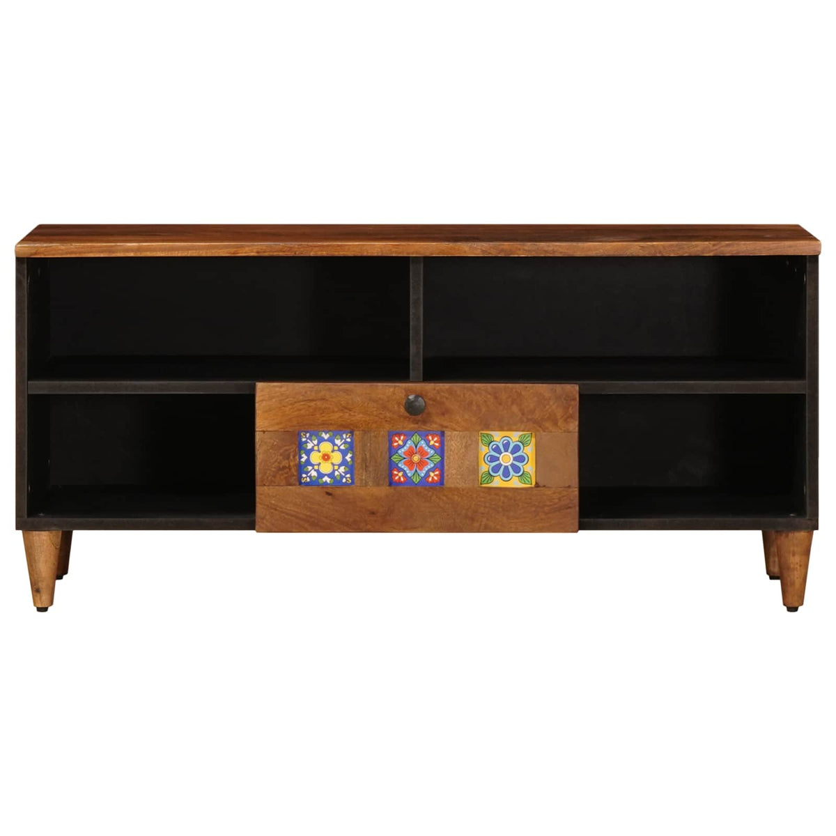 vidaXL TV Cabinet with Drawer Walnut 100 x 33 x 46 cm Solid Mango Wood 4