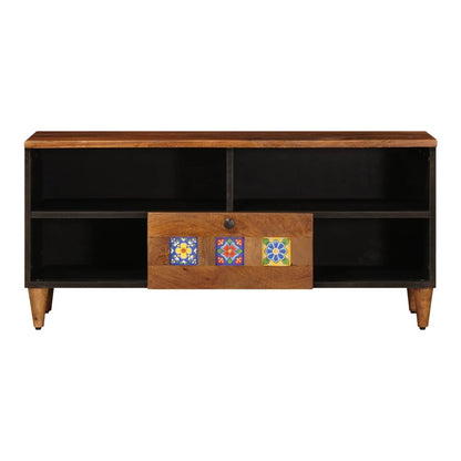 TV Cabinet with Shelf 100 x 33 x 46 cm Solid Mango Wood Walnut