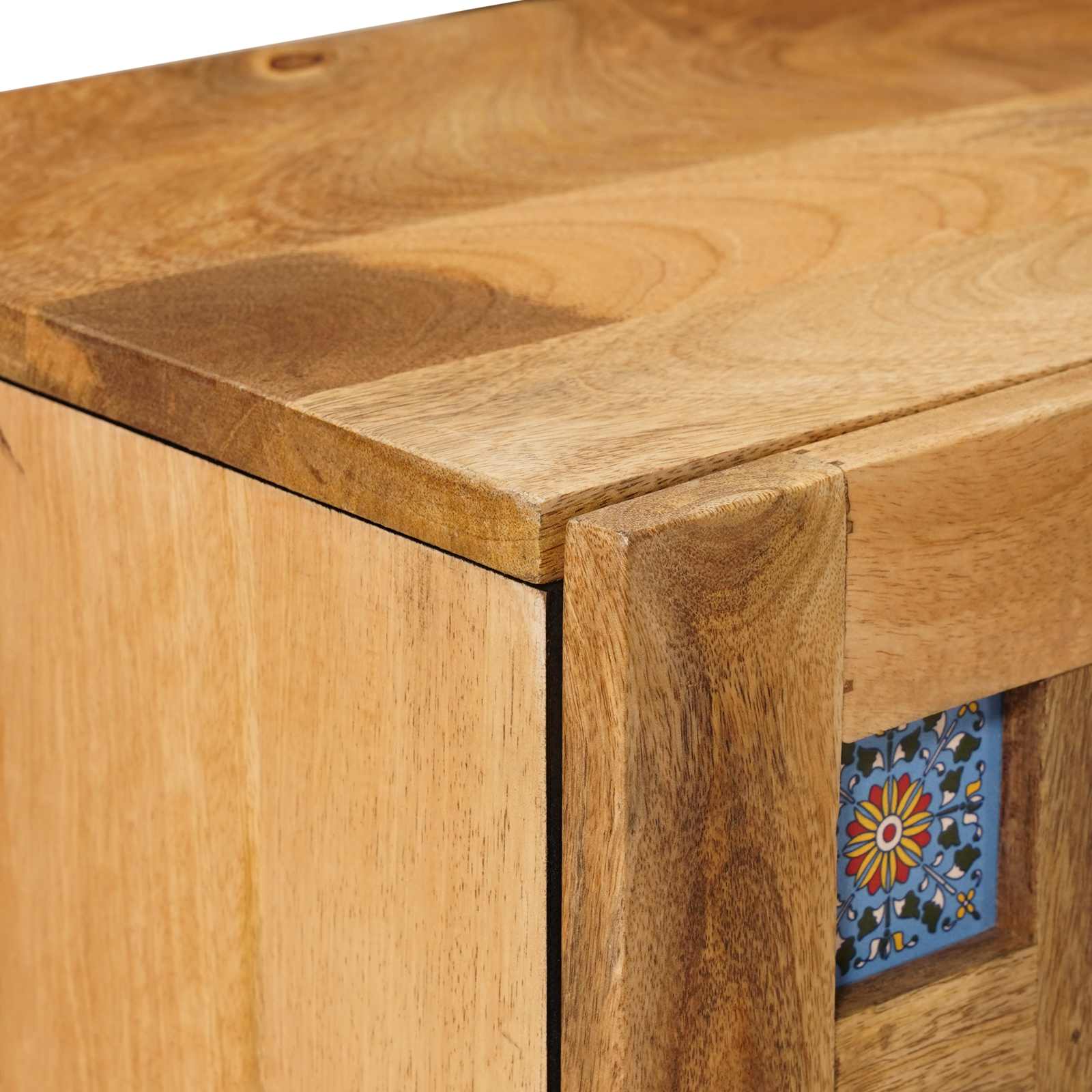 vidaXL Bedside Cabinet Natural 40 x 33.5 x 46 cm Solid Mango Wood 6