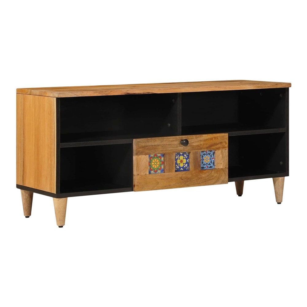 TV Cabinet with Shelf 100 x 33 x 46 cm Solid Mango Wood Natural
