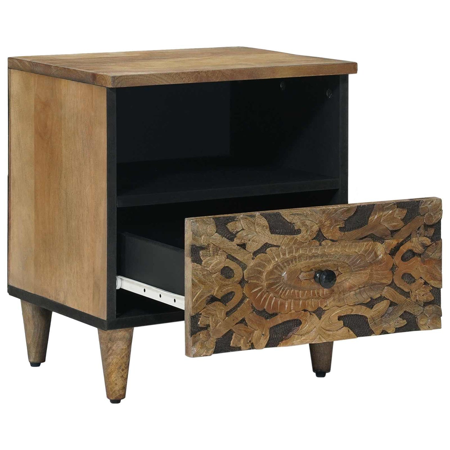 vidaXL Bed cabinet with Drawer Brown 40 x 33 x 46 cm Solid Mango Wood 2