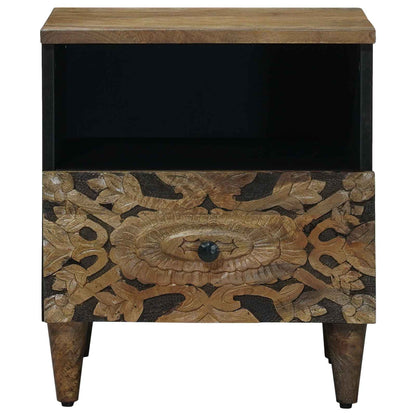 vidaXL Bed cabinet with Drawer Brown 40 x 33 x 46 cm Solid Mango Wood 3