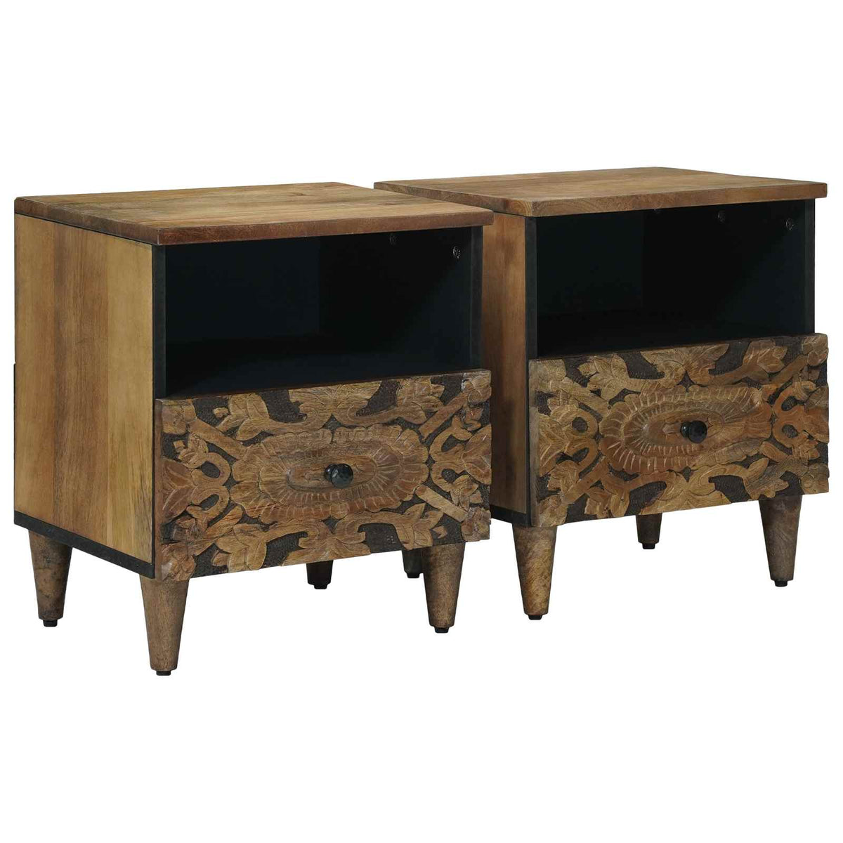 vidaXL Bed cabinet 40 x 33 x 46 cm Solid Mango Wood