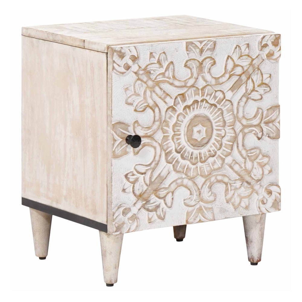 Bedside Cabinet 40 x 33 x 46 cm Solid Mango Wood White 1