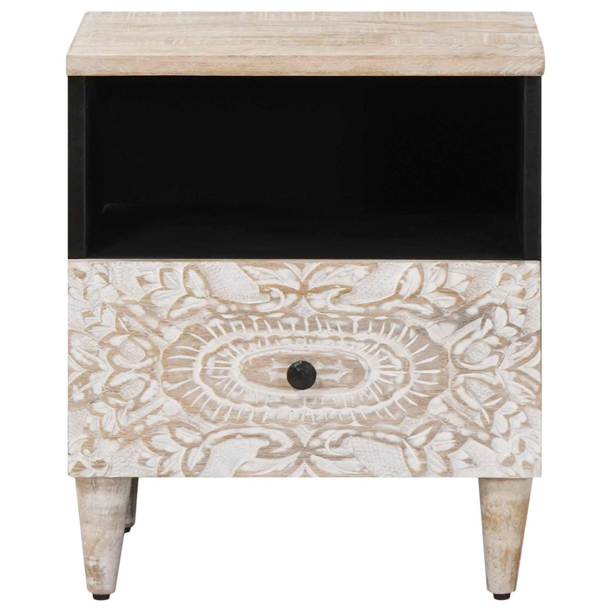 Bed cabinet 40 x 33 x 46 cm Solid Mango Wood White