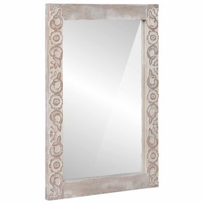 vidaXL Wall Mirror White 70 x 50 cm Solid Mango Wood Rectangular 1