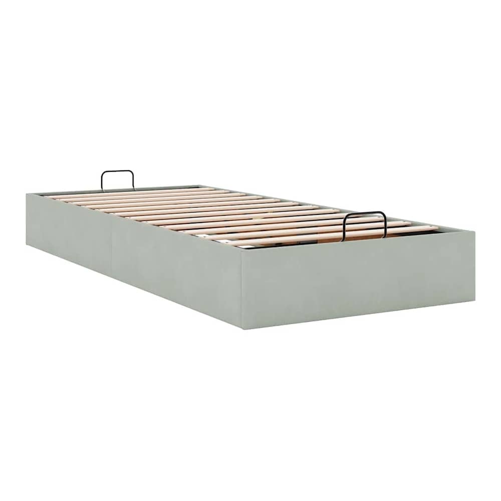 Ottoman Bed Frame No Mattress Single Velvet Light grey 3FT Single