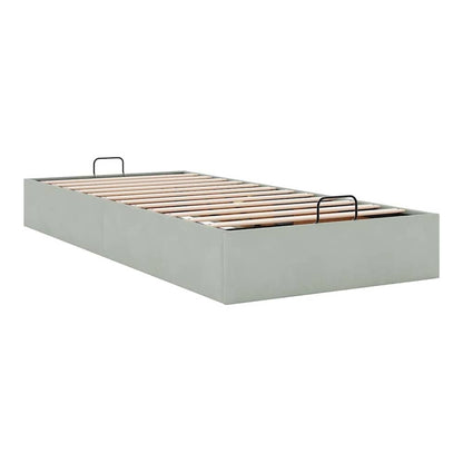 Ottoman Bed Frame No Mattress Single Velvet Light grey 3FT Single
