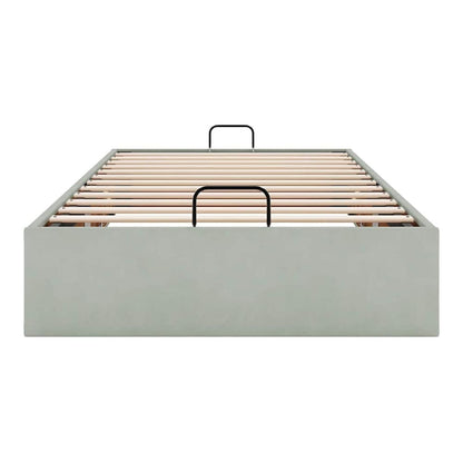 Ottoman Bed Frame No Mattress Single Velvet Light grey 3FT Single