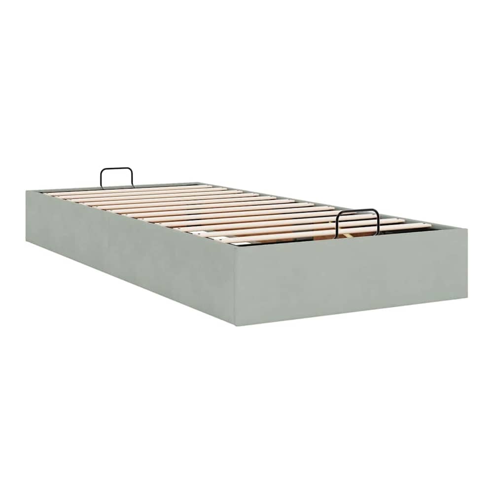 Ottoman Bed Frame No Mattress Single Velvet Light grey 3FT Single