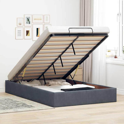 Ottoman Bed Frame No Mattress Single Velvet Dark grey 4FT6 Double