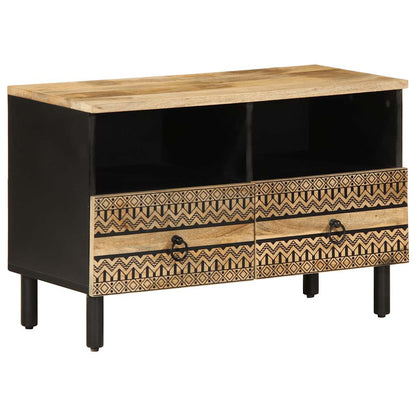 vidaXL TV Cabinet Black 70x33.5x46 cm Solid Rough Wood Mango 1
