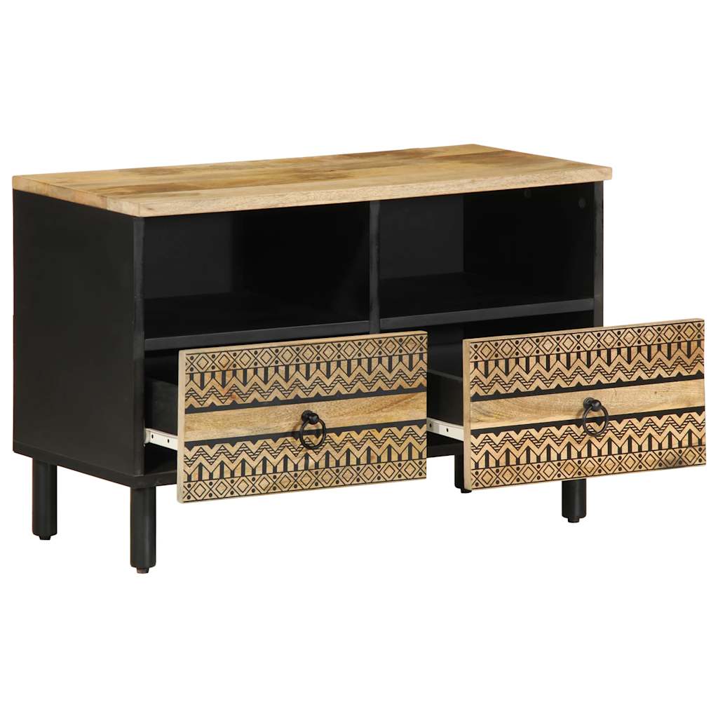 vidaXL TV Cabinet Black 70x33.5x46 cm Solid Rough Wood Mango 2