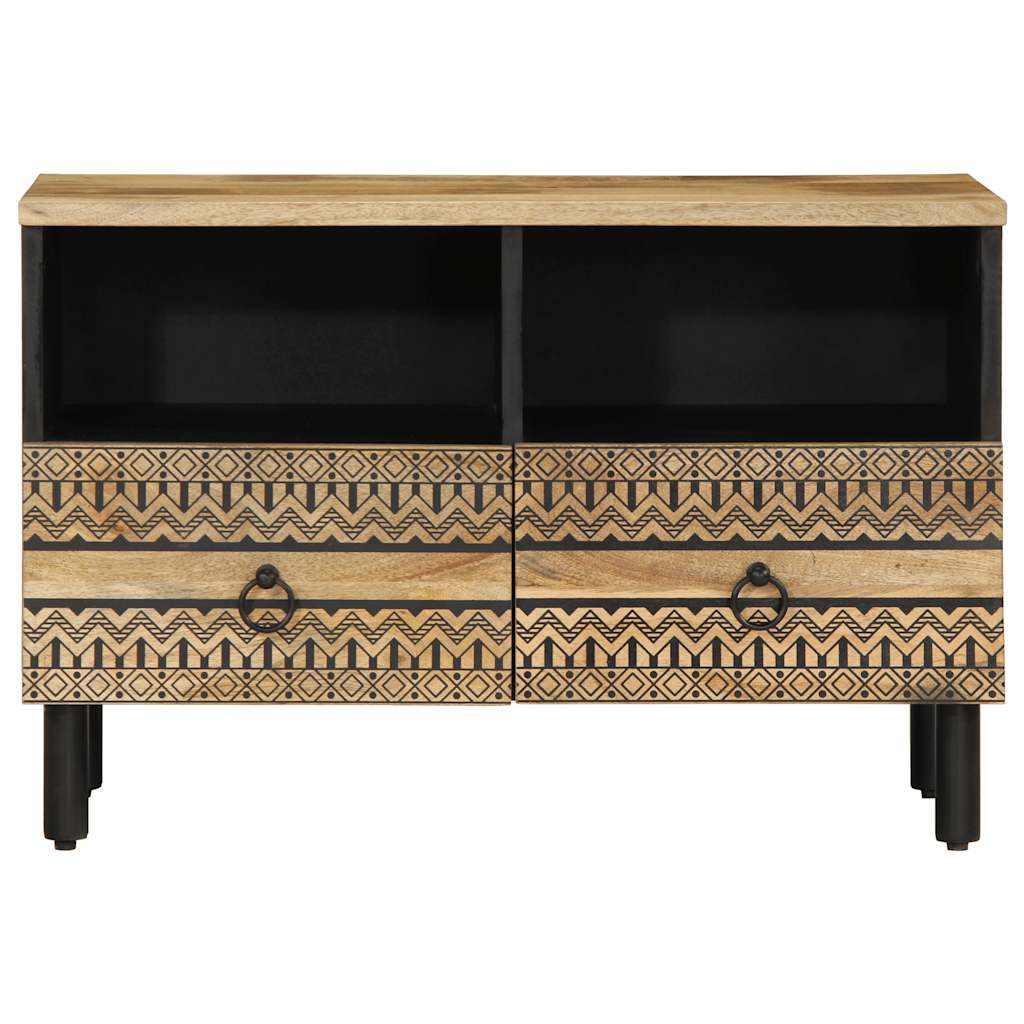 vidaXL TV Cabinet Black 70x33.5x46 cm Solid Rough Wood Mango 3