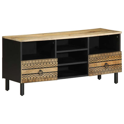 vidaXL TV Cabinet Black 100x33.5x46 cm Solid Rough Wood Mango 1