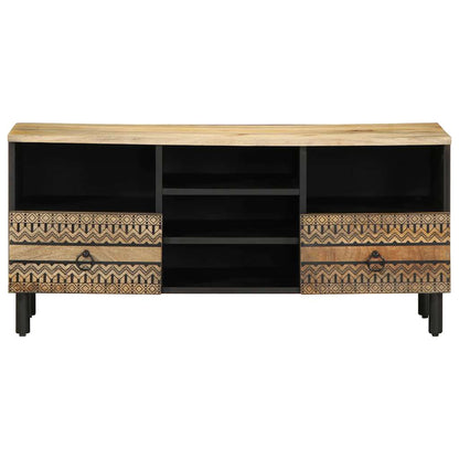 vidaXL TV Cabinet Black 100x33.5x46 cm Solid Rough Wood Mango 3