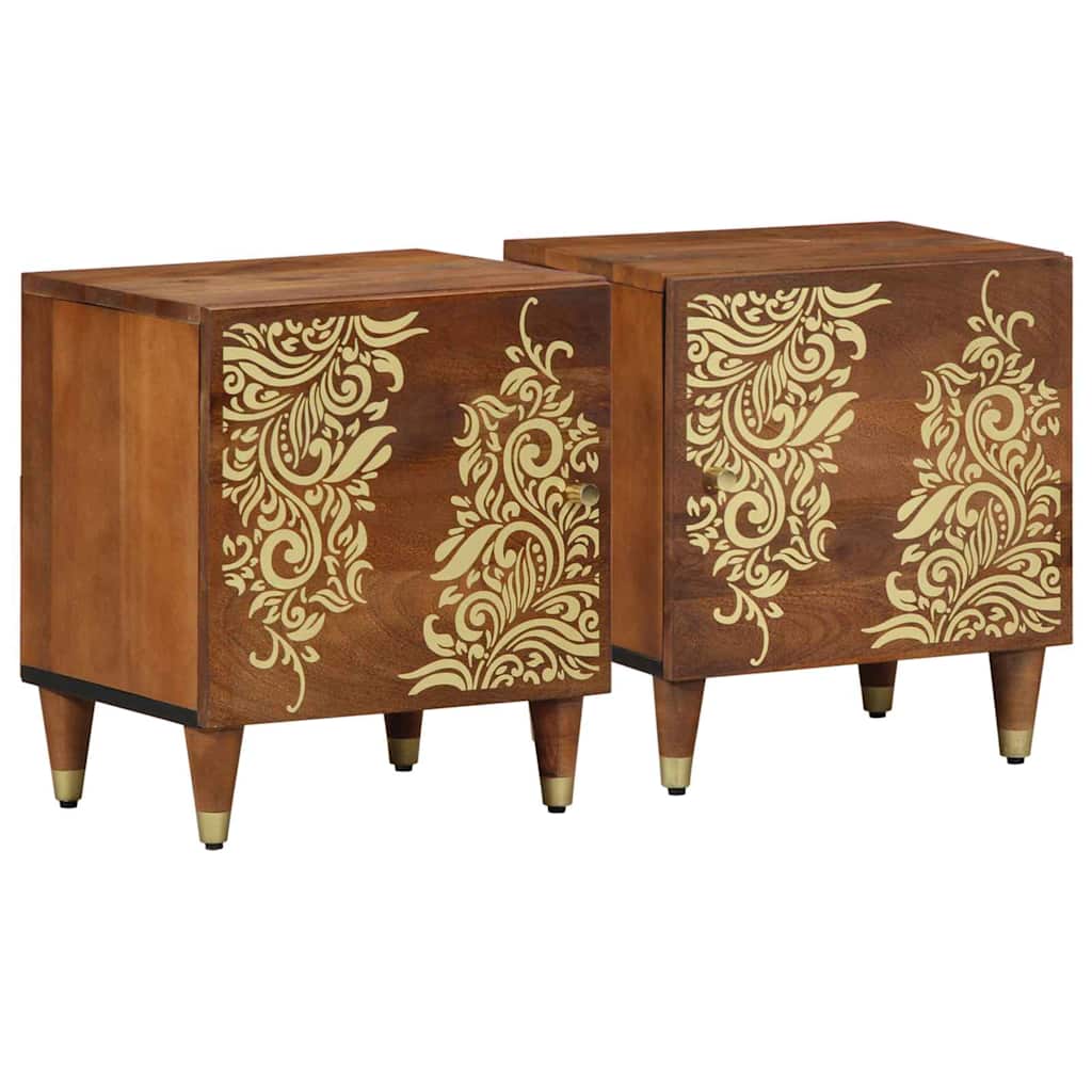 vidaXL Bedside Cabinet with Door 2 pcs Honey Brown 40 x 33 x 46 cm 1