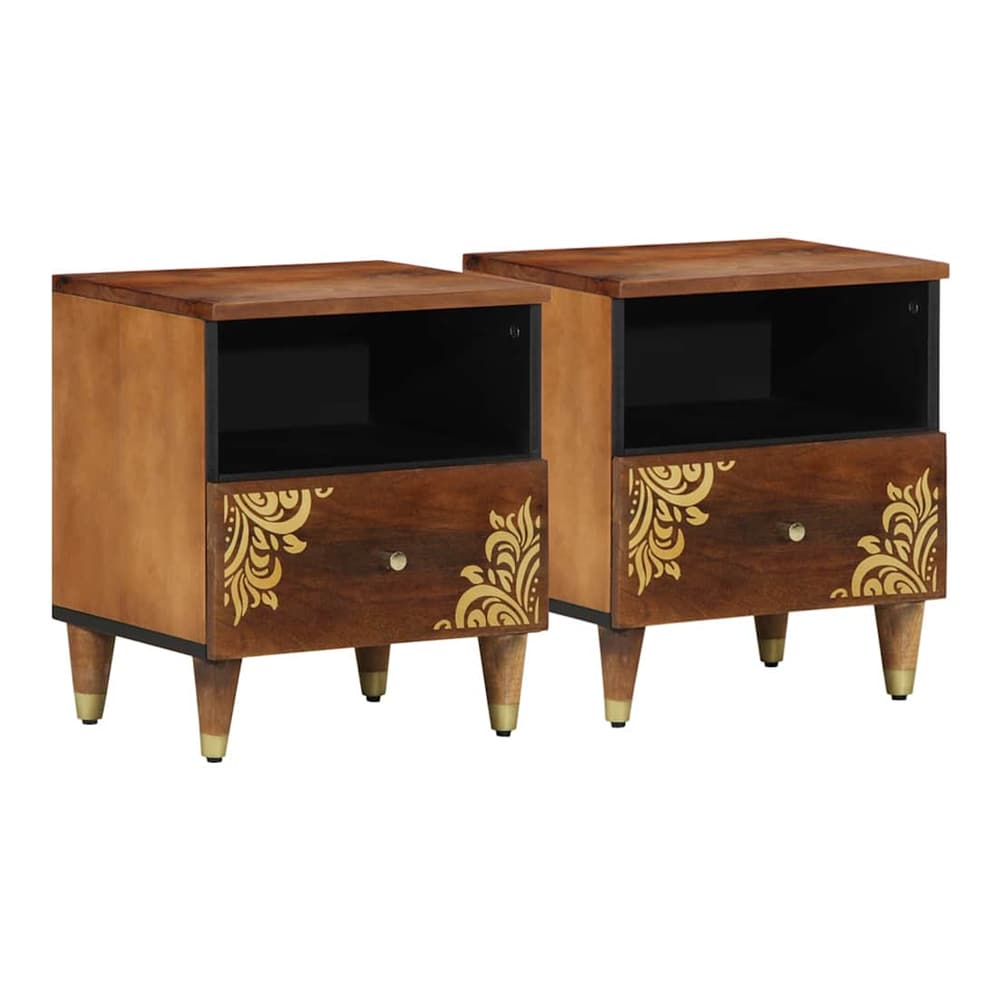 Bedside Cabinet 40 x 33 x 46 cm Solid Mango Wood Honey brown 2