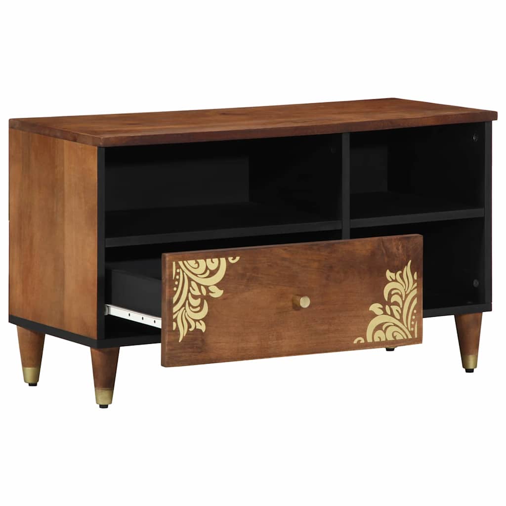 TV Cabinet with Drawer 80 x 33 x 46 cm Solid Mango Wood Honey brown