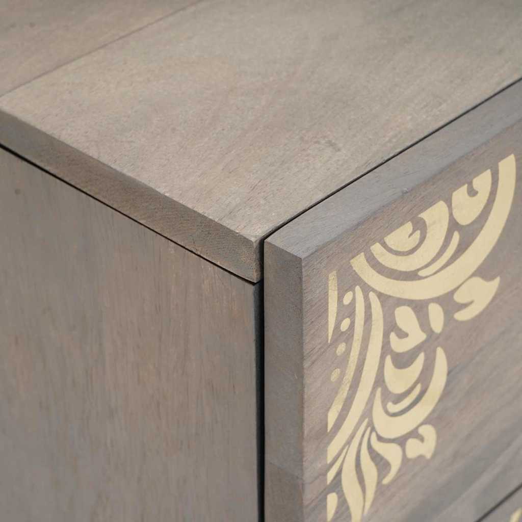 vidaXL Bedside Cabinet Grey 40 x 33 x 46 cm Solid Mango Wood 6