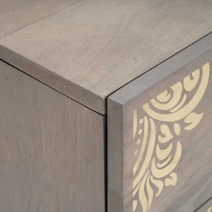 vidaXL Bedside Cabinet Grey 40 x 33 x 46 cm Solid Mango Wood 6