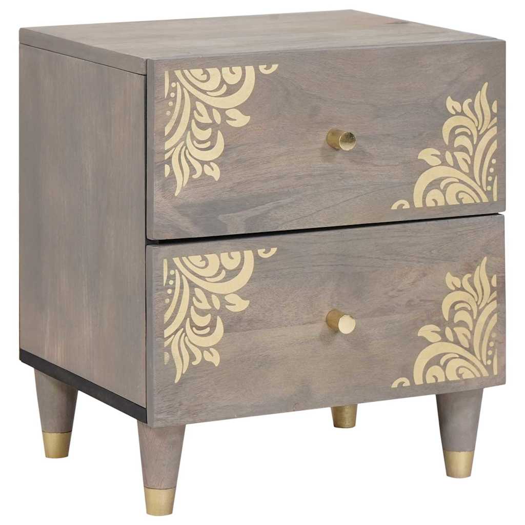 vidaXL Bedside Cabinet Grey 40 x 33 x 46 cm Solid Mango Wood 1