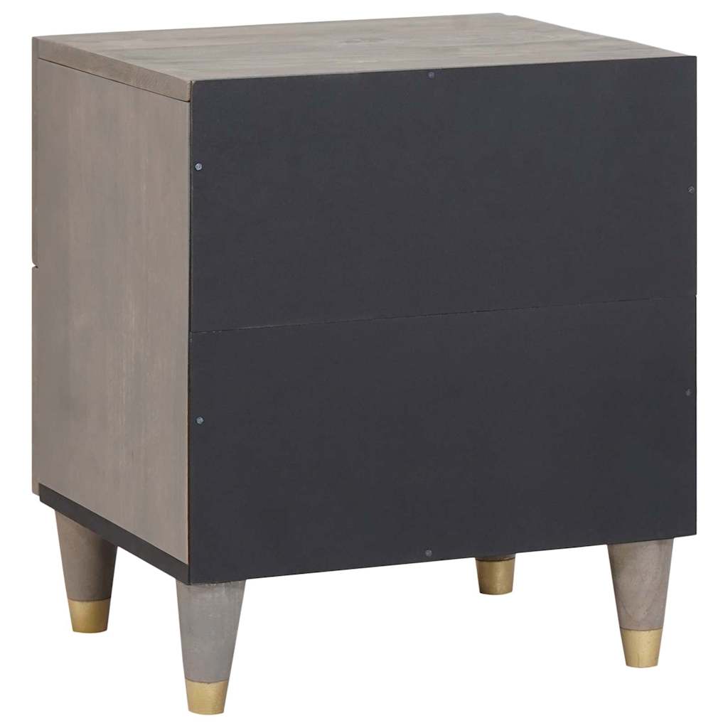 vidaXL Bedside Cabinet Grey 40 x 33 x 46 cm Solid Mango Wood 5