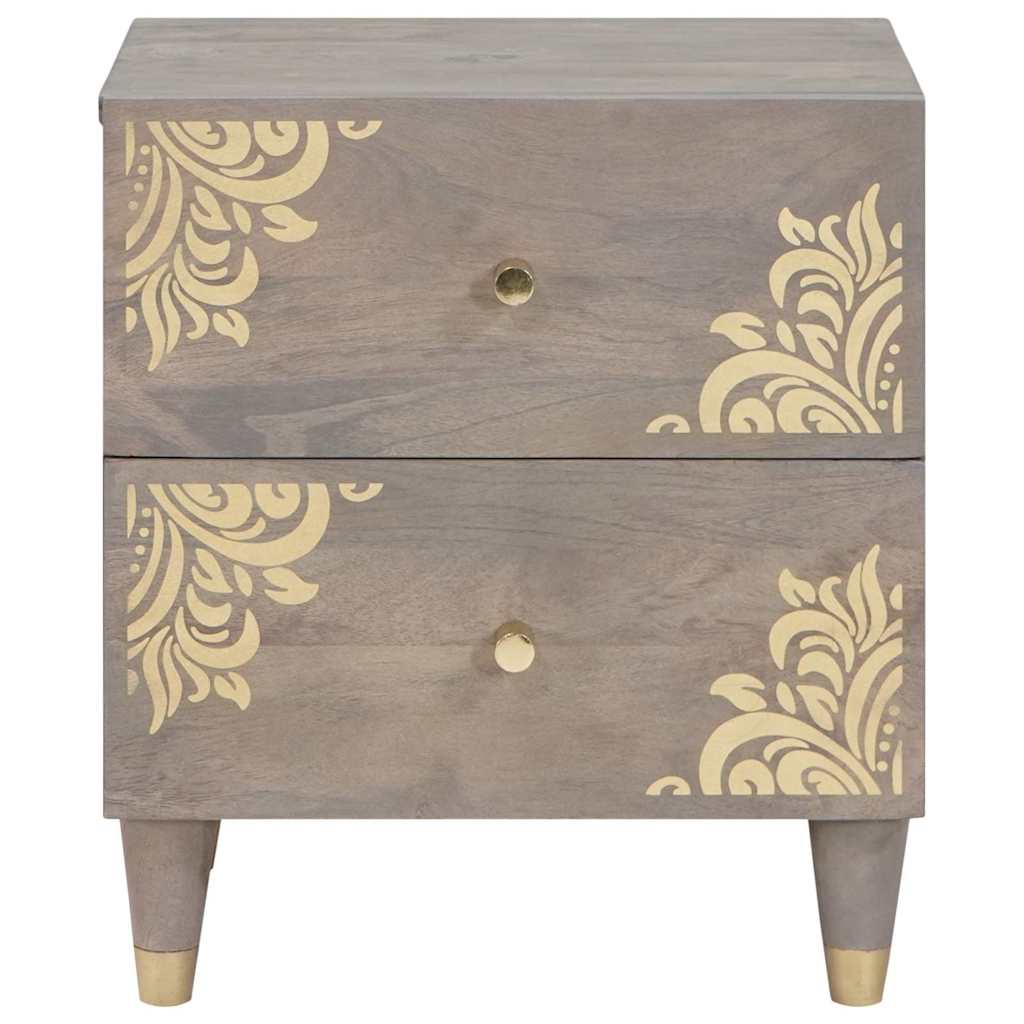 vidaXL Bedside Cabinet Grey 40 x 33 x 46 cm Solid Mango Wood 3