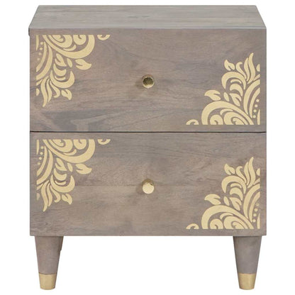 vidaXL Bedside Cabinet Grey 40 x 33 x 46 cm Solid Mango Wood 3