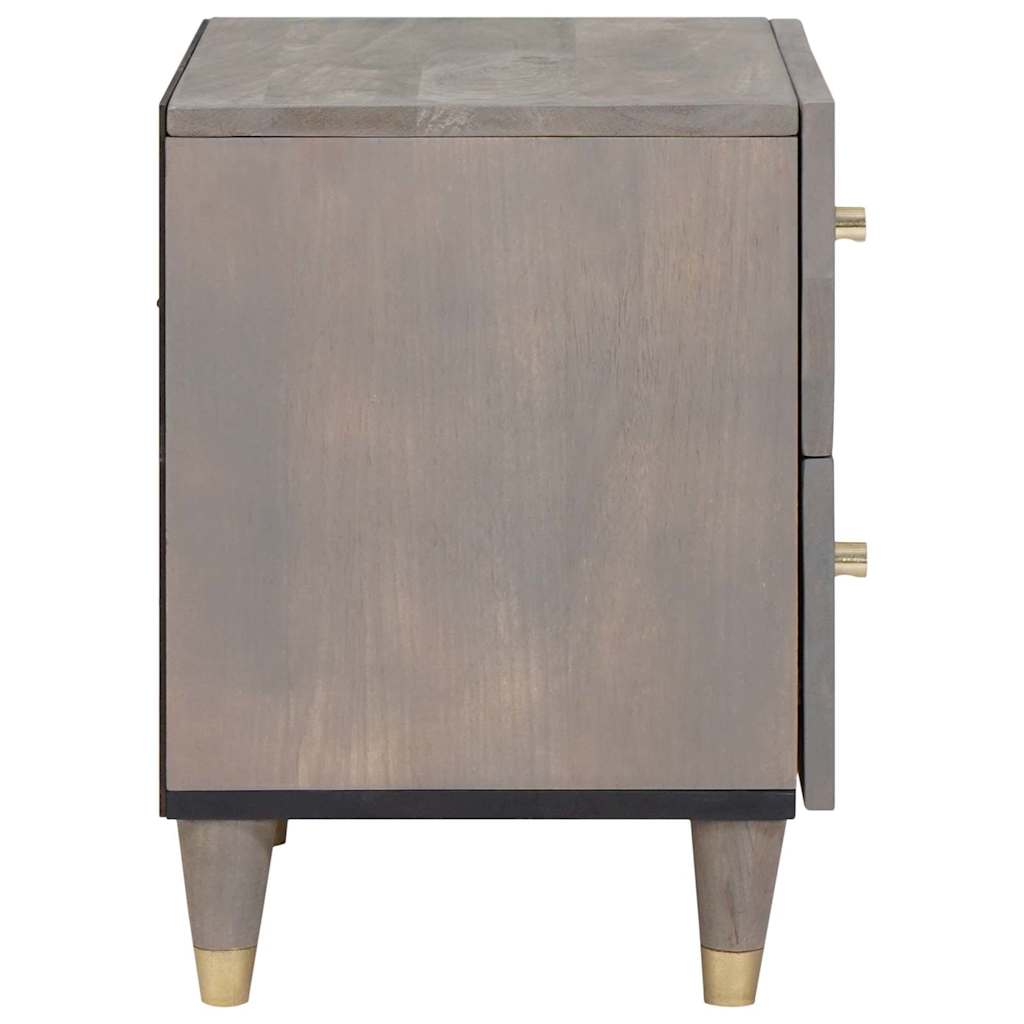 vidaXL Bedside Cabinet Grey 40 x 33 x 46 cm Solid Mango Wood 4